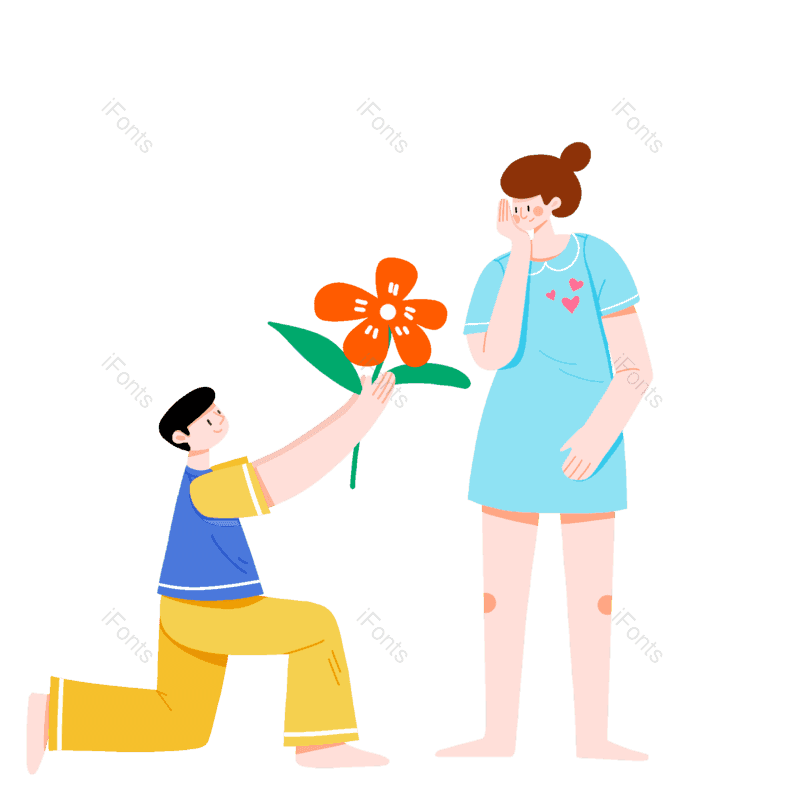 求婚图片,520元素,卡通人物PNG,约会免抠素材